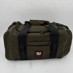 Wilson Vintage Duffle Bag Olive Green Canvas Gym Travel Sport Weekender Bag
